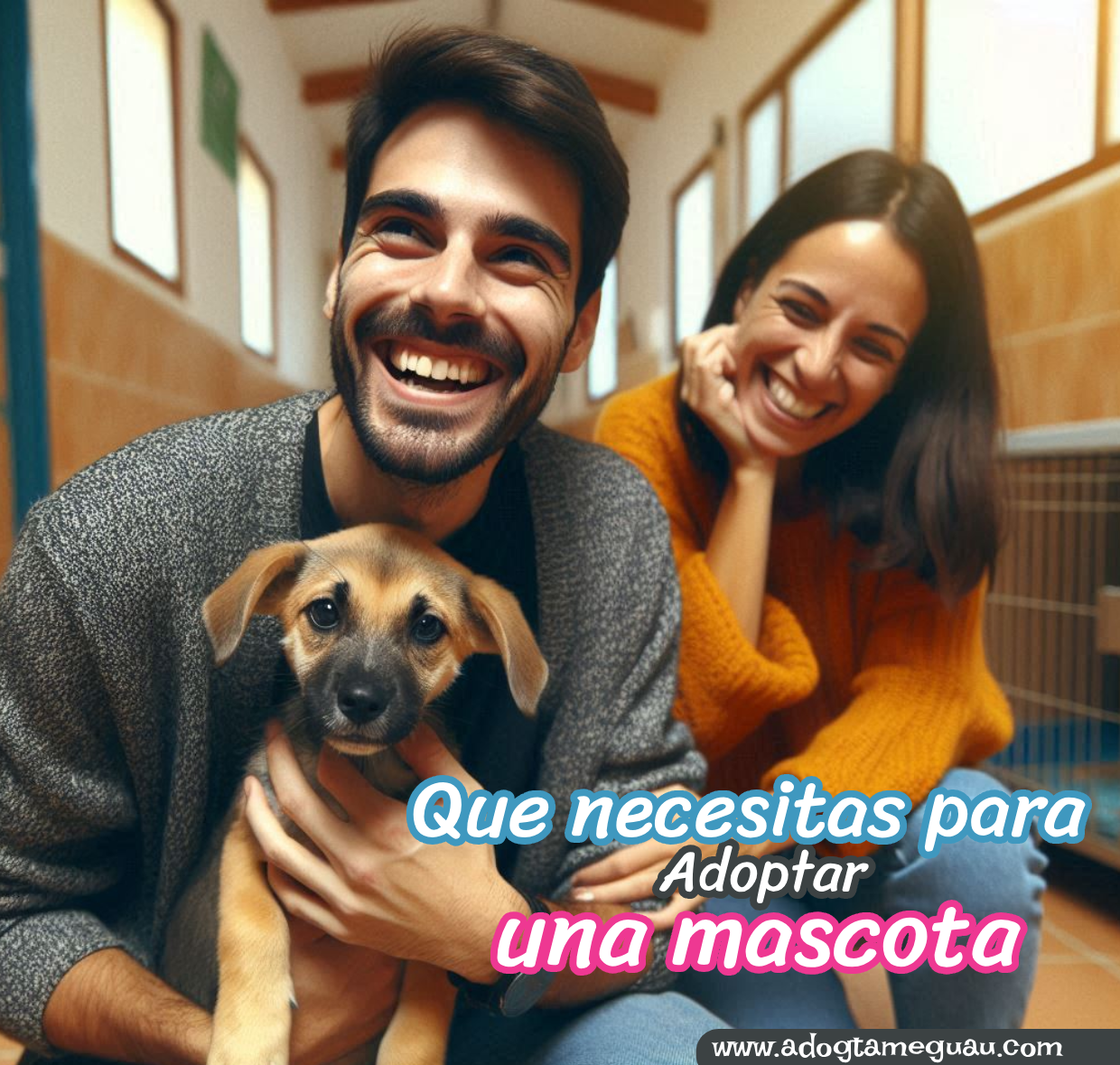 Familia adoptando un perro en un refugio, guía para adoptar mascotas