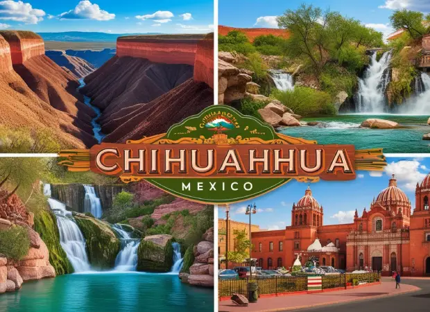 Vista representativa de Chihuahua con la Barranca del Cobre y paisajes montañosos