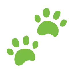 Botón con huella de perro verde.
