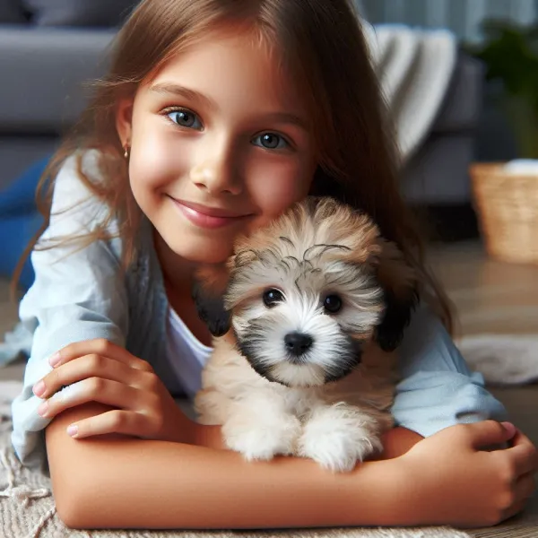 Niña cuidando a su perro, consejos de salud para mascotas
