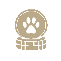 Icono de ayuda con monedas y huella de perro para donaciones al proyecto