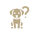 Icono de un perro con signo de interrogación para quizzes y trivias de animales dark