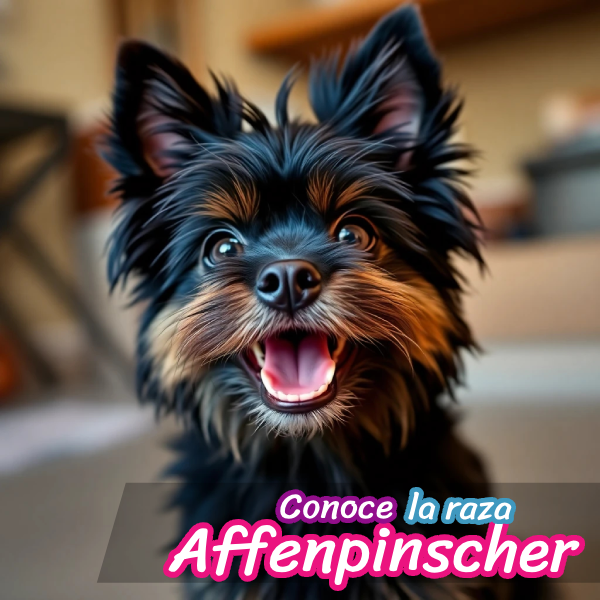 Infografía del Affenpinscher con datos sobre salud y comportamiento.