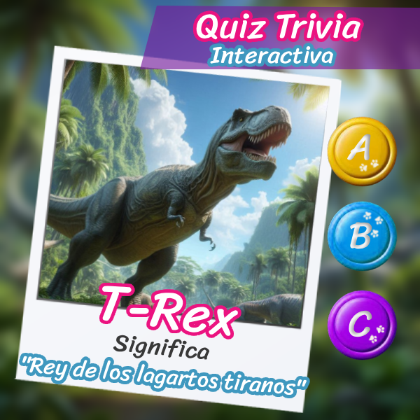 Imagen de un hermoso Dinosaurio T-Rex para el quiz interactivo sobre su vida y costumbres.
